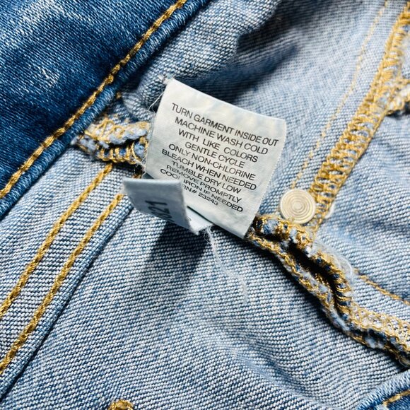 Soho Womens Blue Denim Patchwork Cross Over Straight Leg Legging Jeans Size 14 - Picture 8 of 10